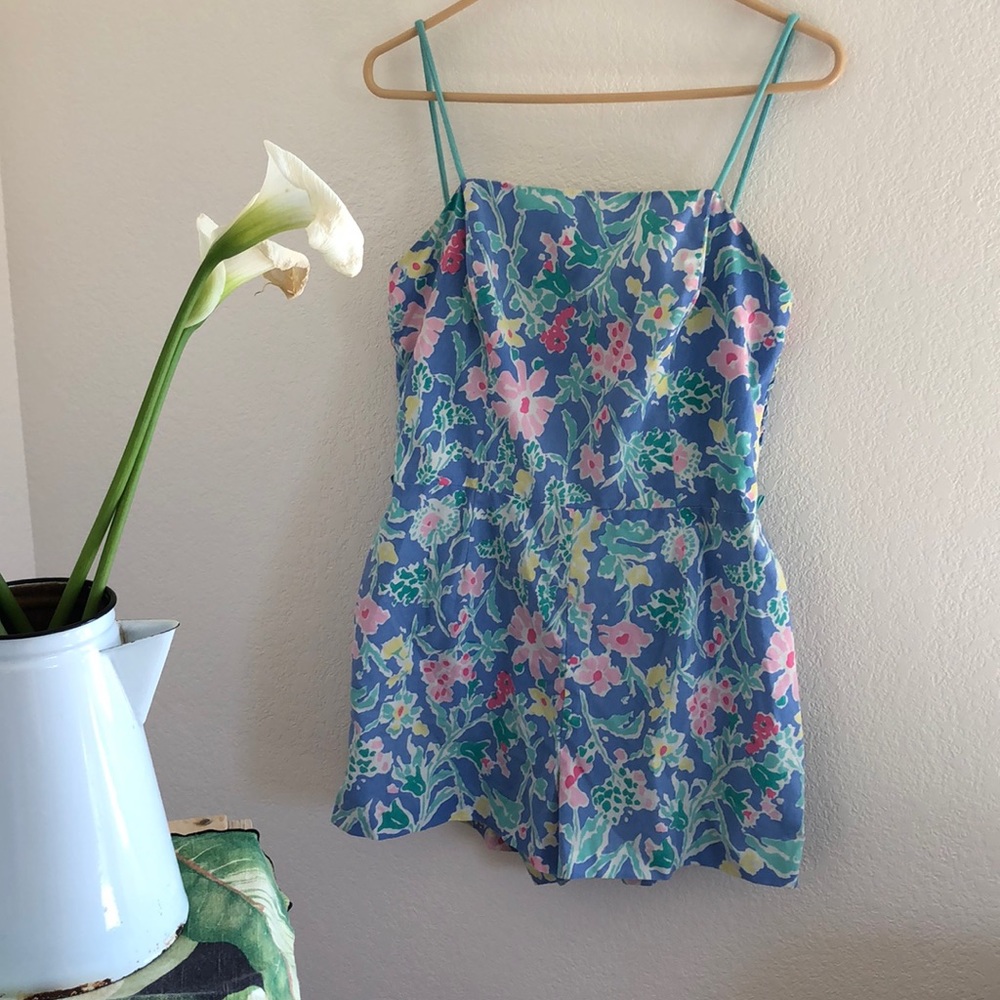 Vintage floral tropical romper